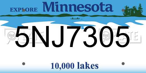 5NJ7305 Minnesota License Plate