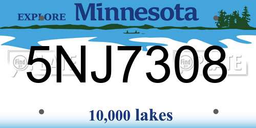 5NJ7308 Minnesota License Plate