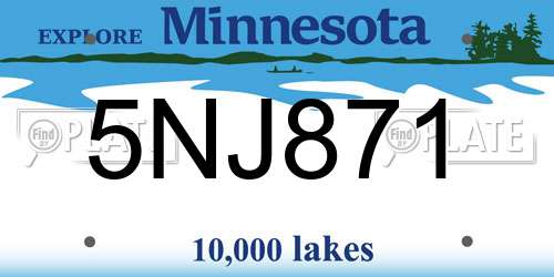 5NJ871 Minnesota License Plate