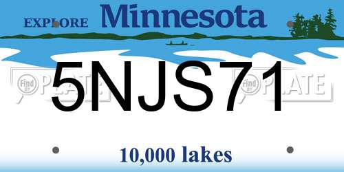 5NJS71 Minnesota License Plate
