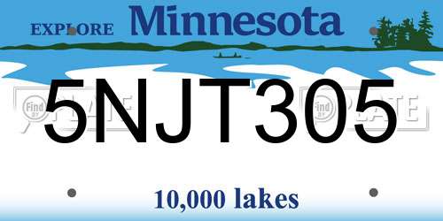 5NJT305 Minnesota License Plate