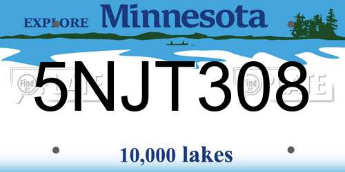 5NJT308 Minnesota License Plate