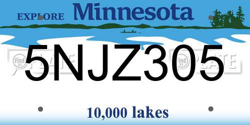 5NJZ305 Minnesota License Plate