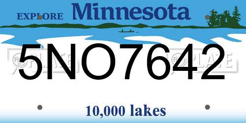 5NO7642 Minnesota License Plate