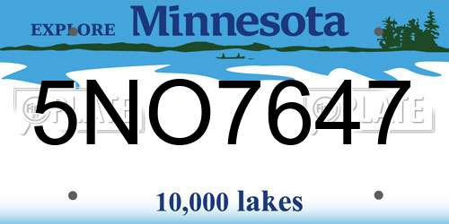 5NO7647 Minnesota License Plate