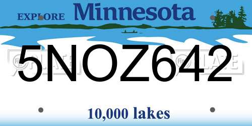 5NOZ642 Minnesota License Plate