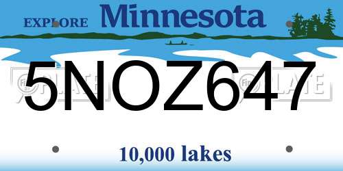 5NOZ647 Minnesota License Plate