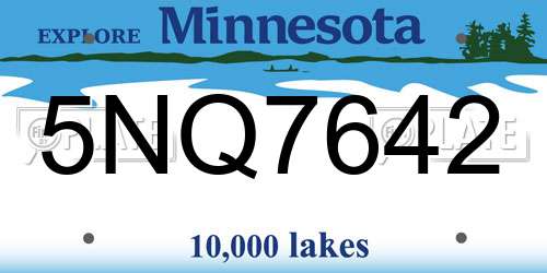 5NQ7642 Minnesota License Plate