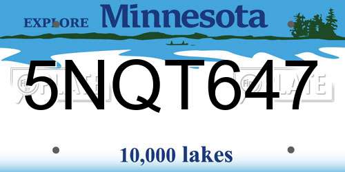 5NQT647 Minnesota License Plate
