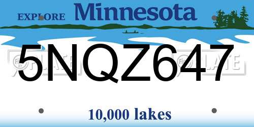 5NQZ647 Minnesota License Plate