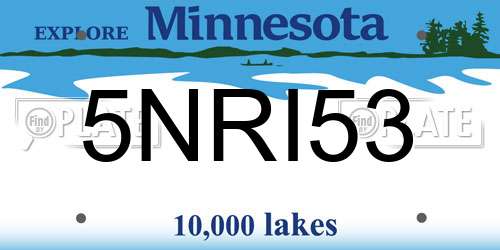 5NRI53 Minnesota License Plate