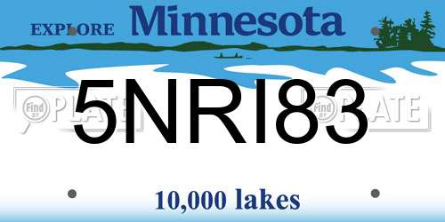 5NRI83 Minnesota License Plate