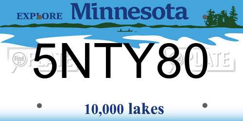5NTY80 Minnesota License Plate