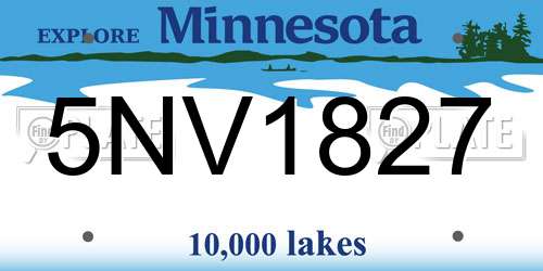 5NV1827 Minnesota License Plate