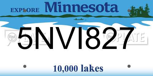 5NVI827 Minnesota License Plate