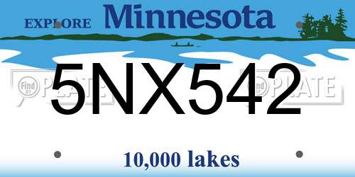5NX542 Minnesota License Plate