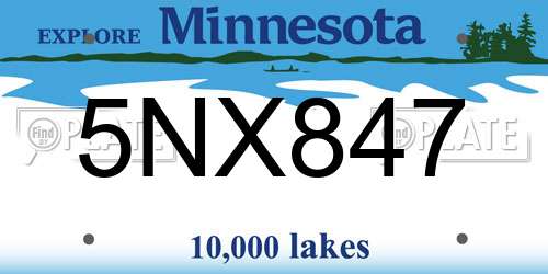 5NX847 Minnesota License Plate