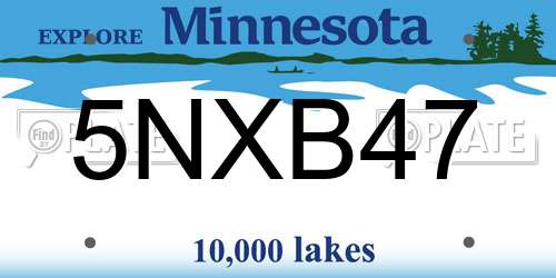 5NXB47 Minnesota License Plate