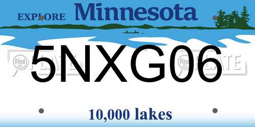 5NXG06 Minnesota License Plate