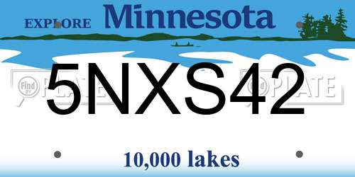 5NXS42 Minnesota License Plate