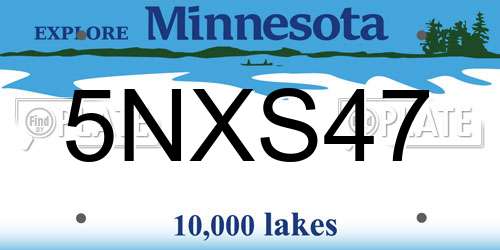 5NXS47 Minnesota License Plate