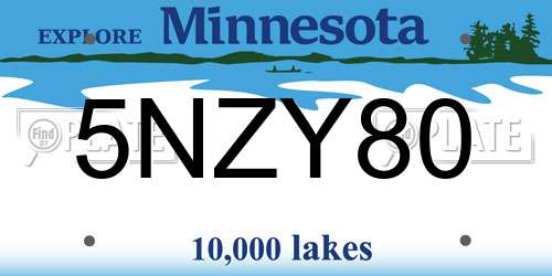 5NZY80 Minnesota License Plate