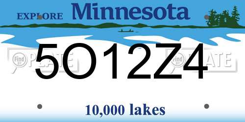 5O12Z4 Minnesota License Plate