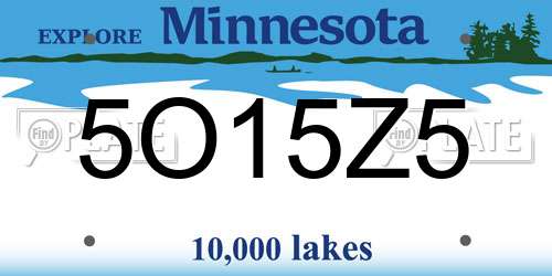 5O15Z5 Minnesota License Plate