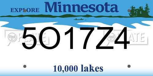 5O17Z4 Minnesota License Plate