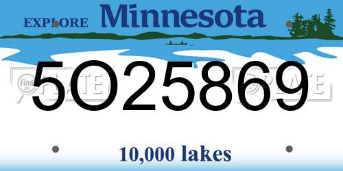 5O25869 Minnesota License Plate