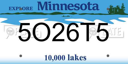 5O26T5 Minnesota License Plate