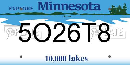 5O26T8 Minnesota License Plate