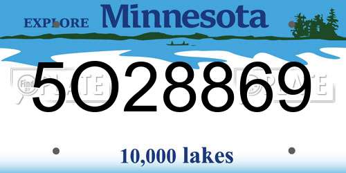 5O28869 Minnesota License Plate