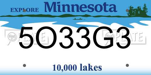5O33G3 Minnesota License Plate