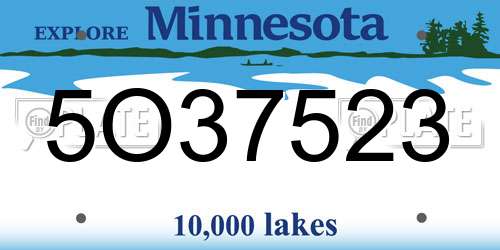 5O37523 Minnesota License Plate