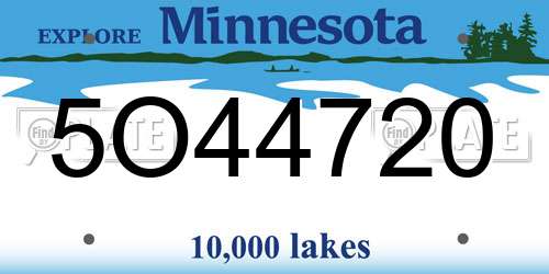 5O44720 Minnesota License Plate