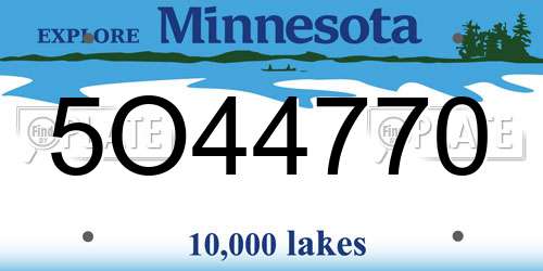 5O44770 Minnesota License Plate