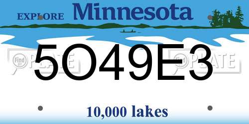 5O49E3 Minnesota License Plate