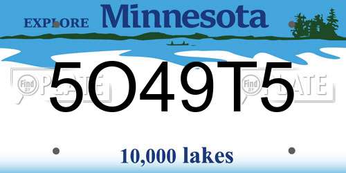 5O49T5 Minnesota License Plate
