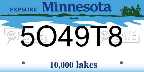 5O49T8 Minnesota License Plate