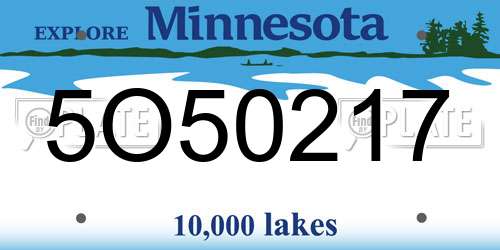 5O50217 Minnesota License Plate