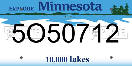 5O50712 Minnesota License Plate