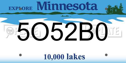 5O52B0 Minnesota License Plate