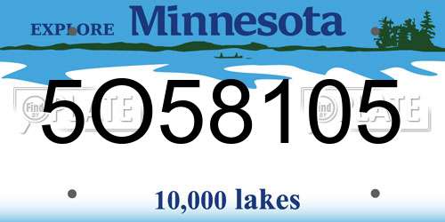 5O58105 Minnesota License Plate