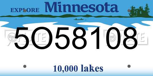 5O58108 Minnesota License Plate