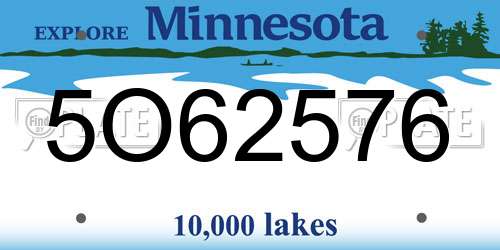 5O62576 Minnesota License Plate