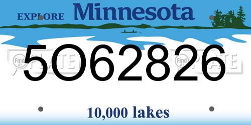 5O62826 Minnesota License Plate