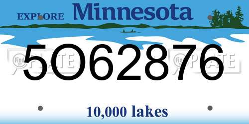 5O62876 Minnesota License Plate