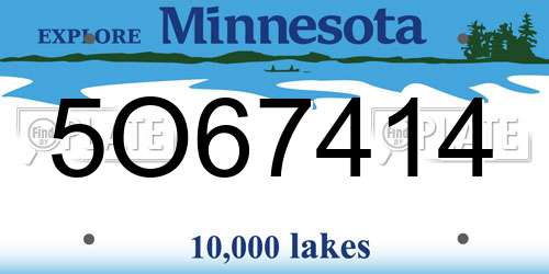 5O67414 Minnesota License Plate