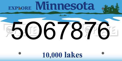 5O67876 Minnesota License Plate